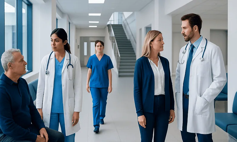 Leukocytosis treatments: A Complete Medical Guide for Patients 11 Medical team discussing patient care in a modern hospital corridor.