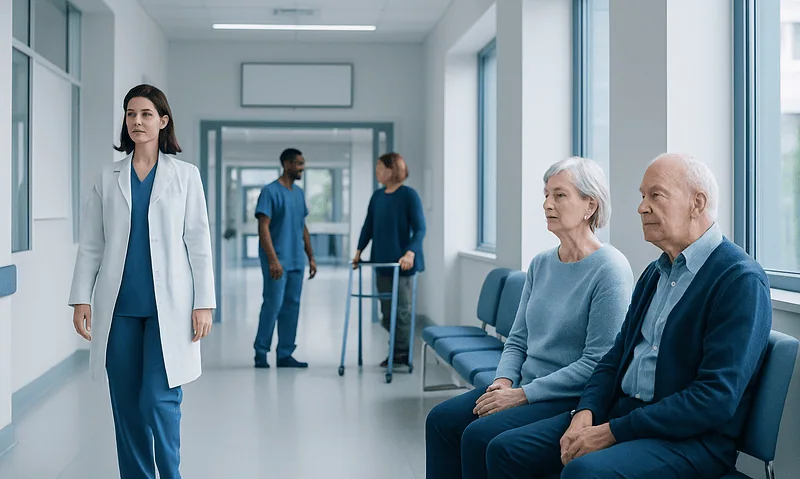 Life After TIA: Daily Steps to Lower Your Future Stroke Risk 2 Hospital corridor with elderly patients and medical staff.