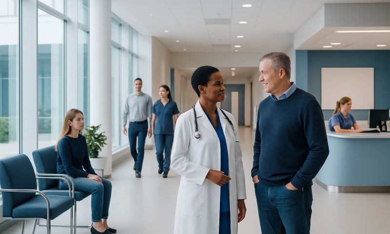 Lisinopril Used for: What It Treats, How It Works, and What to Watch For 7 Healthcare professionals and patients in a modern hospital corridor.