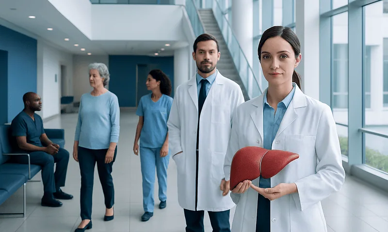 Liver Supplements: What the Clinical Research Actually Says 8 Medical team at hospital with liver model in modern healthcare setting.