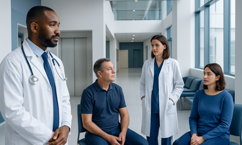 D-Dimer Blood Test: What Low and High Levels Mean — and What to Do Next 10 Medical consultation in a modern hospital with doctors and patients.