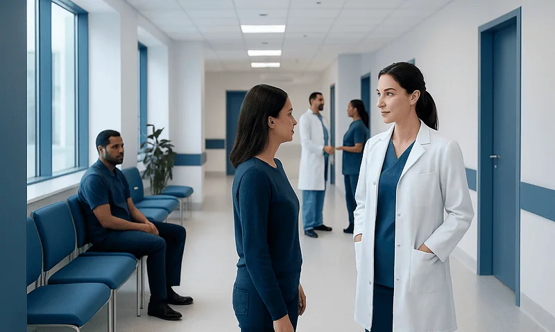 Low Bilirubin: Normal Ranges, High and Low Results Explained 16 Healthcare professionals and patients in a hospital corridor at Acibadem Hospitals Group.