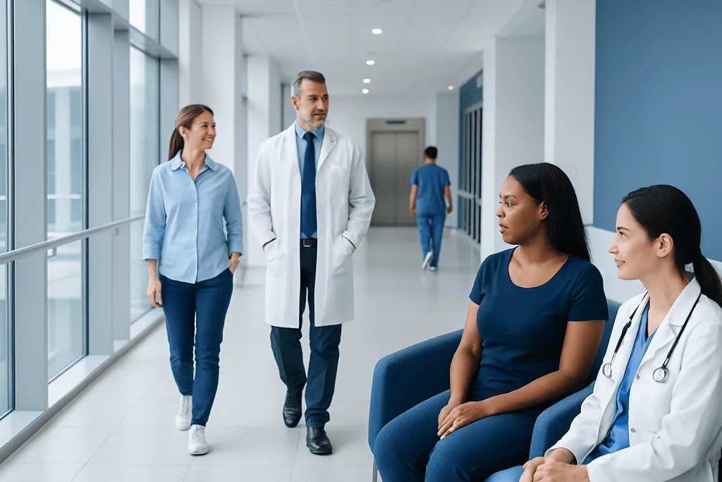 Lubricants for Vaginal: A Complete Clinical Guide for Patients 1 Medical professionals and patients in a hospital corridor at Acibadem Hospitals Group.