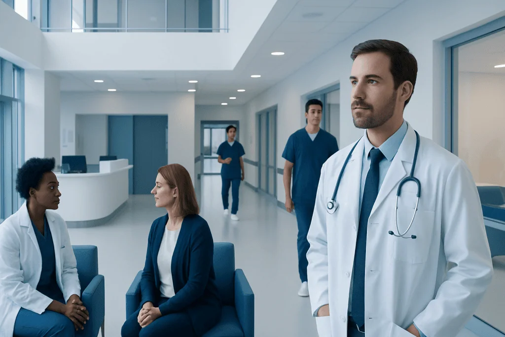 Maca Root: A Complete Medical Overview 1 Medical team in hospital corridor with doctor and patients.