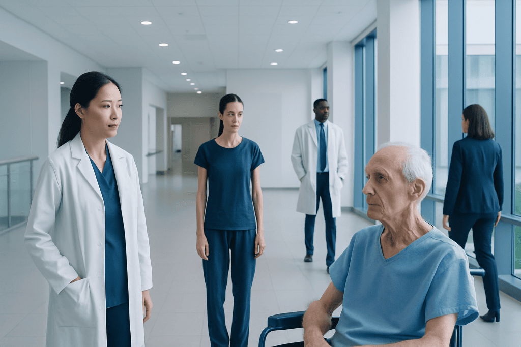 Malnutrition: A Complete Medical Overview 1 Medical team discussing patient care in hospital corridor.