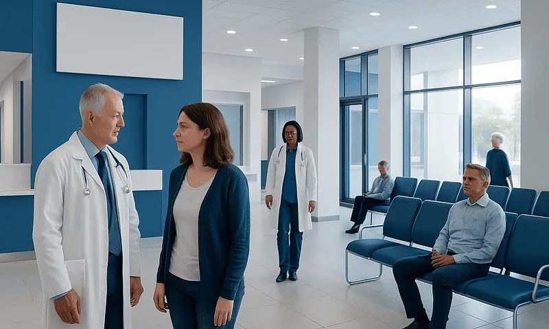 MCHC Blood Test: What Low and High Levels Mean — and What to Do Next 6 Doctor talking to a patient in a modern hospital waiting area.