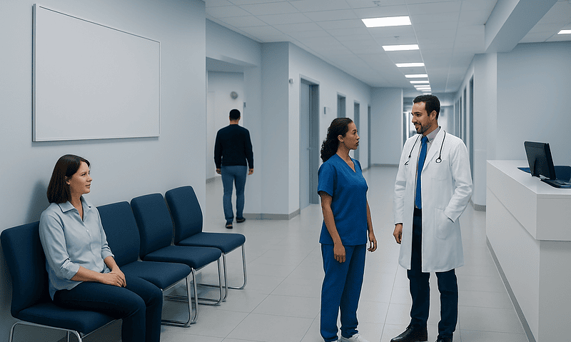 MCV Blood Test: What Low and High Levels Mean — and What to Do Next 8 Healthcare professionals discussing in a hospital corridor.