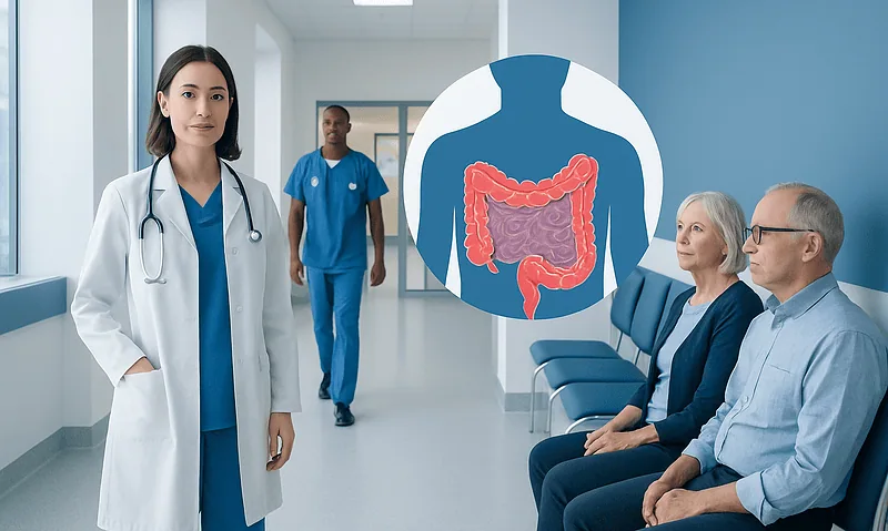 Medical consultation on digestive health with a focus on colon health.
