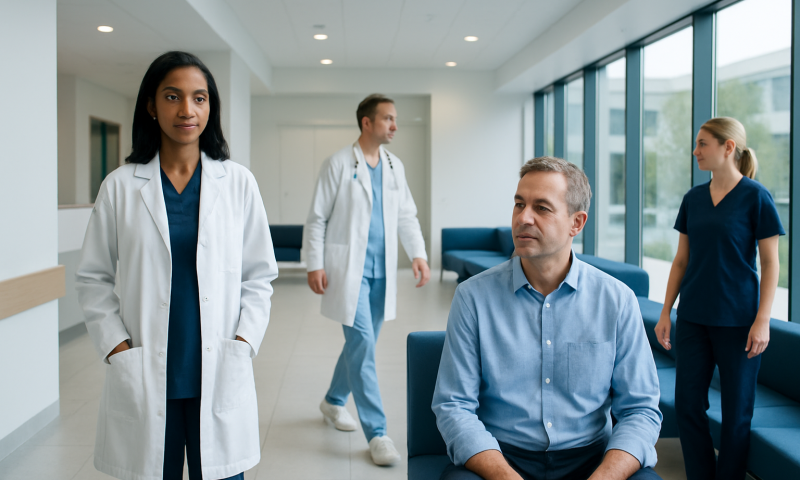 Mycobacterium Avium Complex — Explained by Medical Evidence, Not Myths 5 Medical team in hospital lobby with patient and staff members.