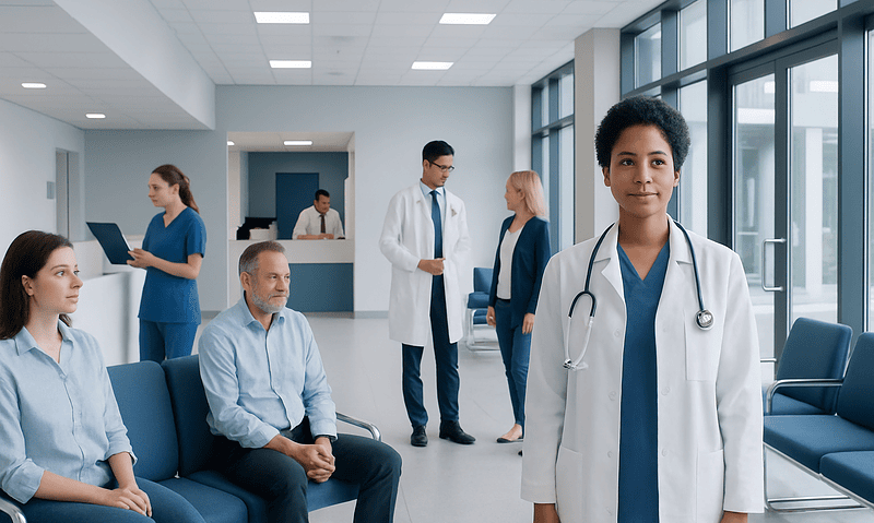 Neomycin and Polymyxin B Sulfates: A Complete Medical Overview 8 Diverse medical team in hospital waiting area with doctor in foreground.