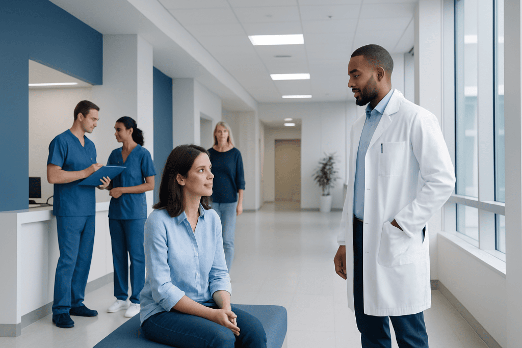 Non Dairy Calcium Foods: What the Clinical Research Actually Says 1 Doctor consulting a patient in a modern hospital corridor.