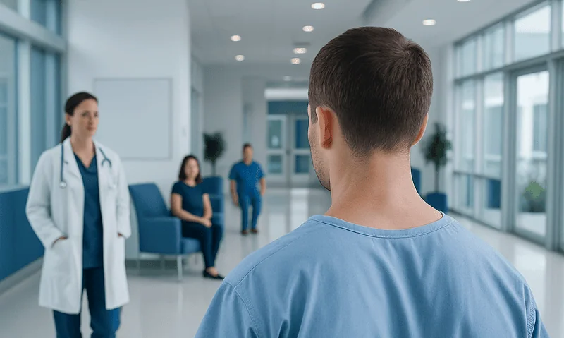 Occipital Lymph Nodes — Explained by Medical Evidence, Not Myths 5 Medical professional and patients in a hospital corridor.