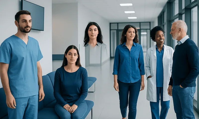 PCOS Self-care: A Complete Clinical Guide for Patients 6 Medical team discussing patient care in a modern hospital corridor.
