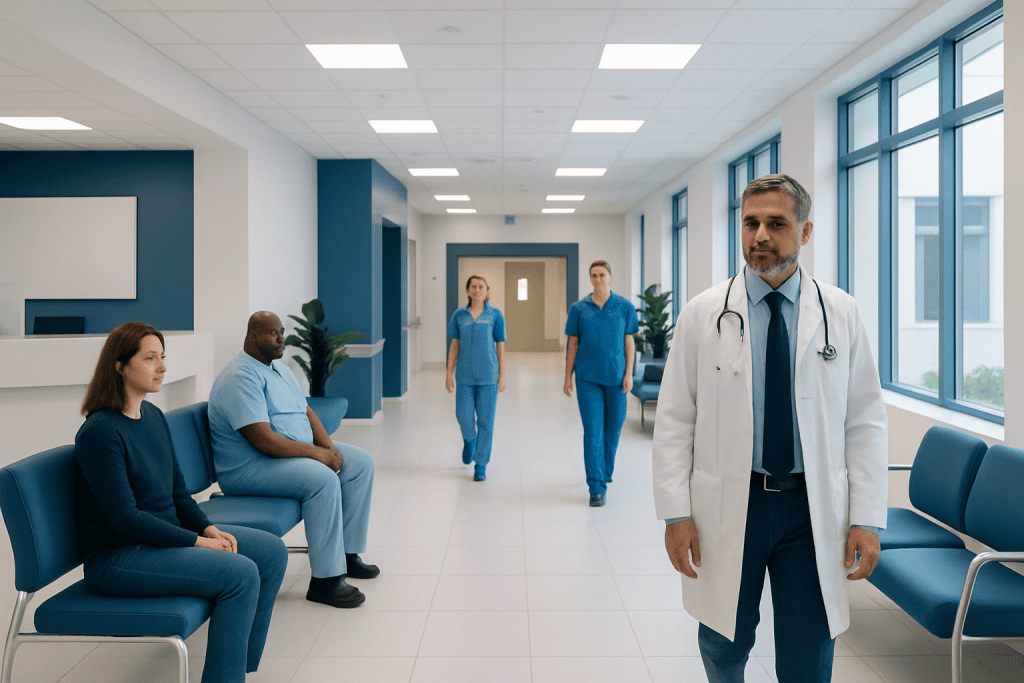 Penectomy: Candidacy, Procedure Steps, and Recovery Timeline 1 Medical team and patients in a hospital corridor at Acibadem Hospitals Group.