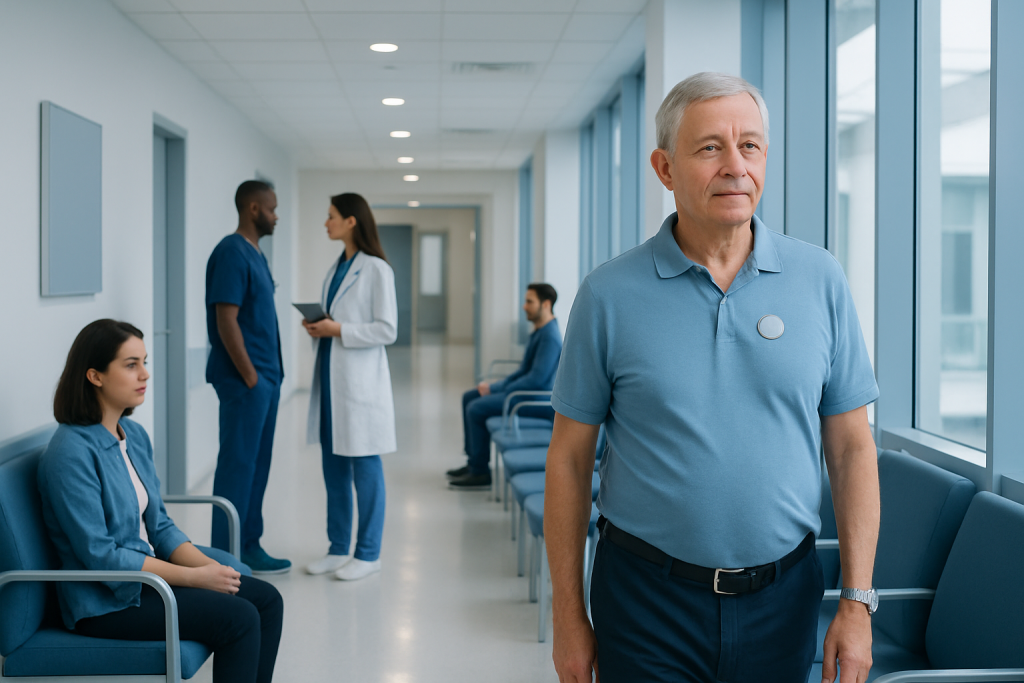 Things You Can't Do with a Pacemaker — Explained by Medical Evidence, Not Myths 1 Elderly man waiting in hospital corridor with medical staff and patients.