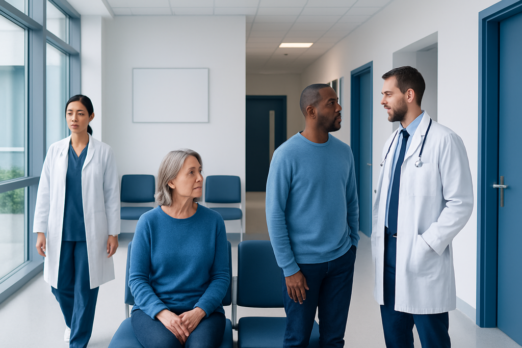 Peppermint Oil Benefits: What Patients Need to Know 1 Medical team consulting with patient in hospital corridor.