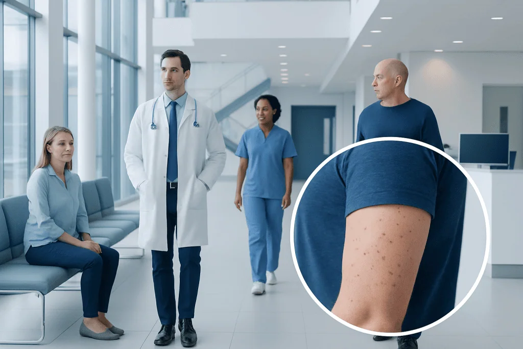 Petechiae: What Patients Need to Know 1 Medical consultation with a focus on skin rash and petechiae symptoms.