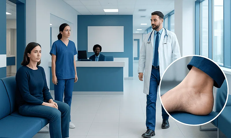 Medical consultation at Acibadem Hospitals Group with focus on foot health.
