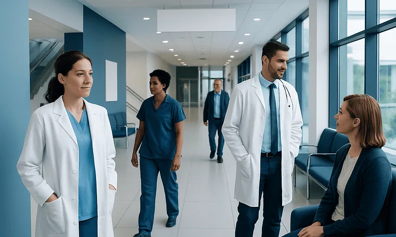 Polymyxin B Sulfate: A Complete Medical Overview 5 Medical team consulting patient in hospital corridor at Acibadem Hospitals Group.
