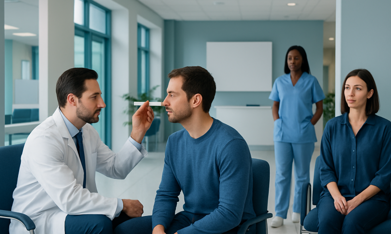 Pupillary Distance: What Patients Need to Know 15 Doctor examining a patient's eyes in a modern clinic setting.