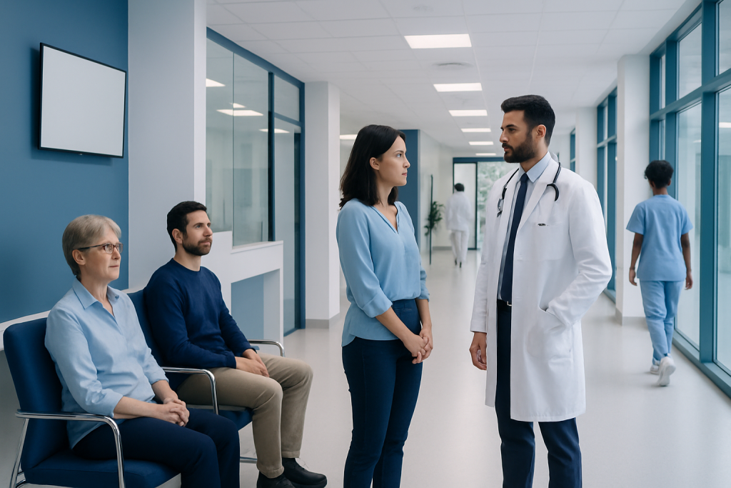 Rabeprazole: A Complete Medical Overview 1 Medical consultation in a modern hospital corridor with healthcare professionals and patients.