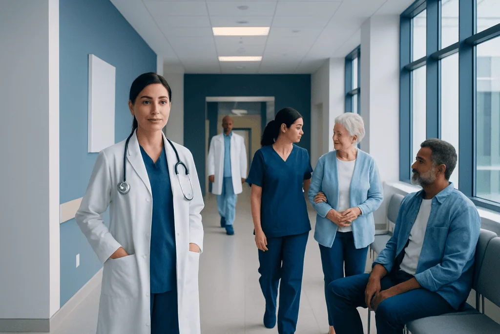 Reishi Mushroom Benefits — Explained by Medical Evidence, Not Myths 1 Medical professionals and patients in a hospital corridor.