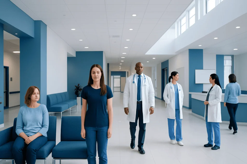 What Does Retinol Do for Your Skin? A Doctor-Reviewed Answer 1 Diverse medical staff and patients in a modern hospital corridor.