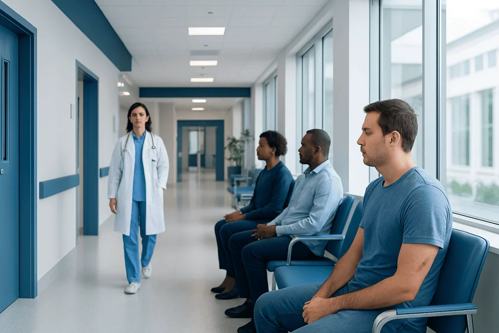 Scarring and Scarring — Explained by Medical Evidence, Not Myths 1 Medical consultation in hospital corridor with patients and doctor.