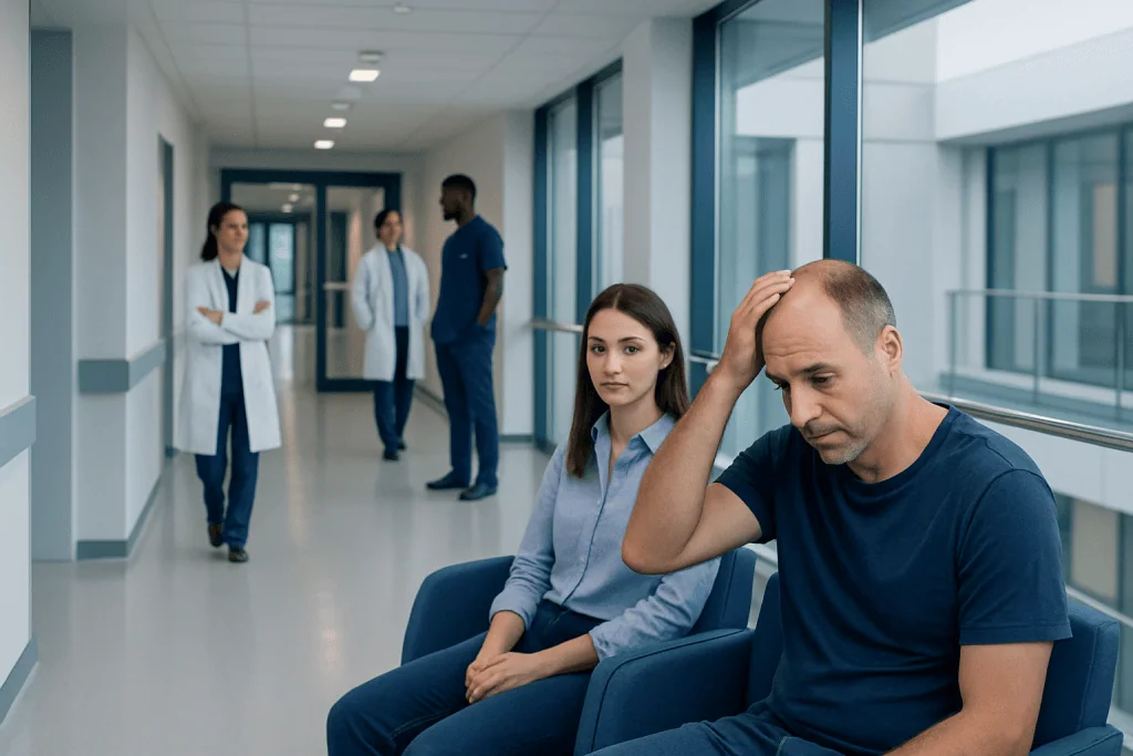 Shock Loss After Hair Transplant: Why It Happens and When Hair Returns 1 Patient experiencing hair loss consultation at Acibadem Hospital.