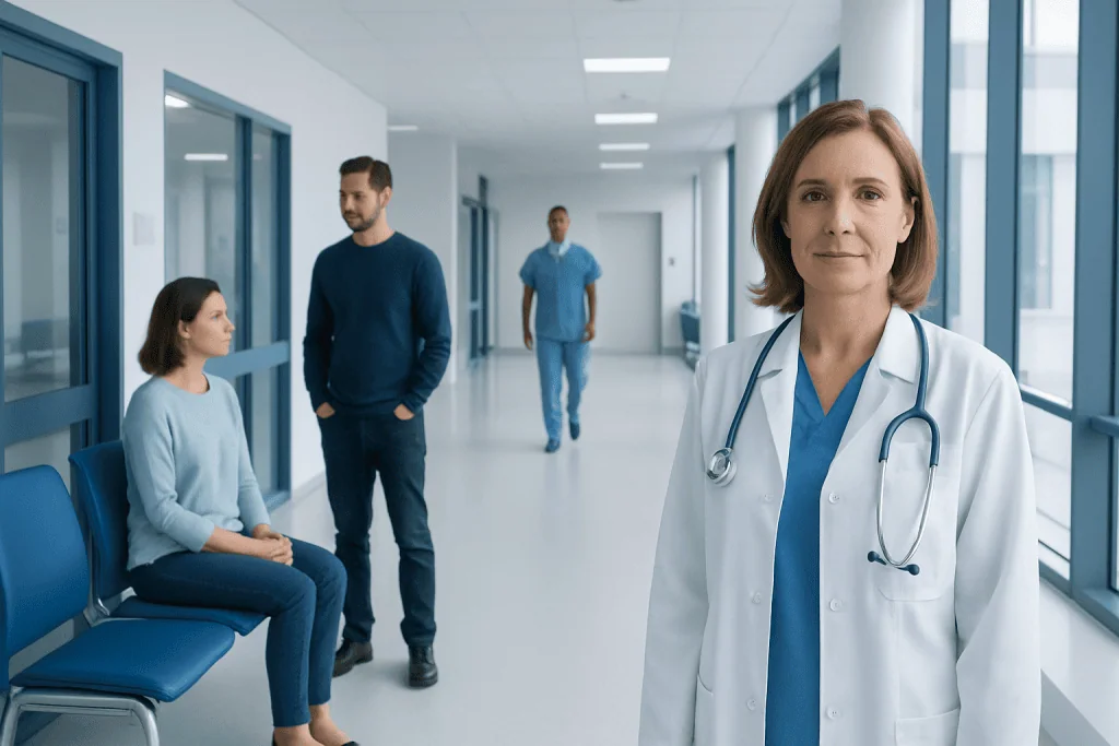 Sodium Hyaluronate: A Complete Medical Overview 1 Medical team in hospital corridor with doctor and patients.