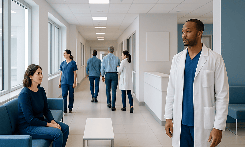 Spanish Fly: What Patients Need to Know 4 Medical staff and patient in a hospital corridor at Acibadem Hospitals Group.