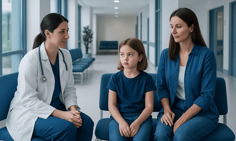 Squint disease: A Complete Medical Guide for Patients 10 Pediatric ophthalmology consultation at Acibadem Hospital with doctor, mother, and child.