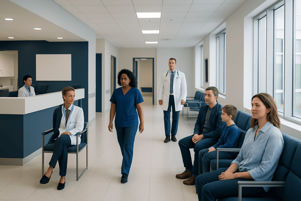 Strattera: A Complete Medical Overview 1 Medical team in hospital corridor with patients and staff members.