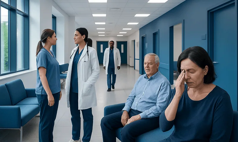 Symptom Sinus: Possible Causes and When to Seek Care 11 Medical staff consulting with patients in a hospital corridor.