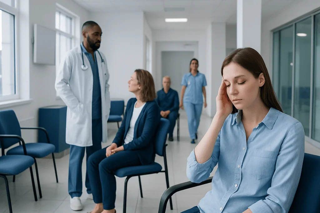Symptoms of Iron Deficiency: Possible Causes and When to Seek Care 1 Patient experiencing symptoms of iron deficiency in a hospital waiting area.
