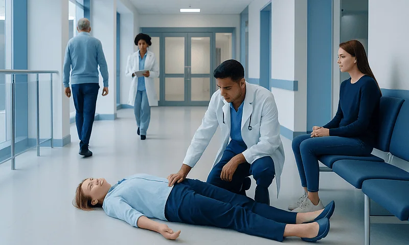 Syncope definition: A Complete Medical Guide for Patients 14 Medical team examines patient in hospital corridor for syncope symptoms.