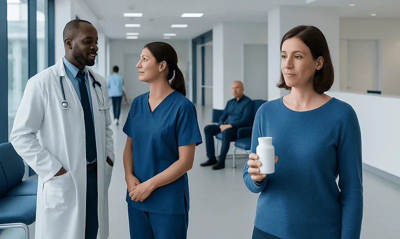 Tablets with Vitamin C: A Doctor-Reviewed Guide to Uses and Safety 9 Patients and healthcare professionals in a hospital corridor.
