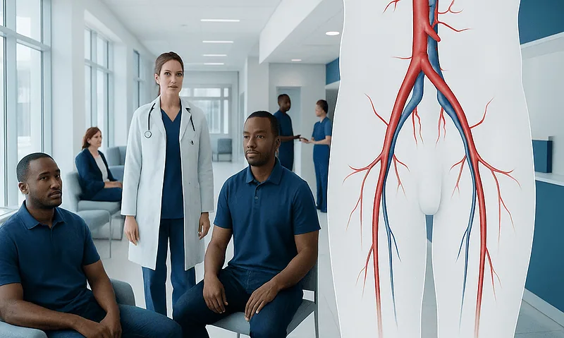 Common Iliac Artery: An Evidence-Based Guide for Patients 9 Medical consultation on iliac arteries with a detailed anatomical model.
