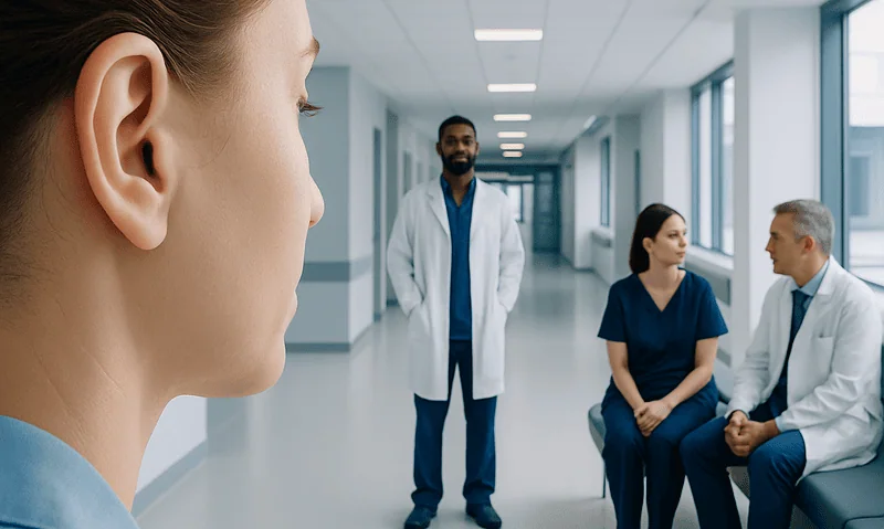 Ear Lobe: An Evidence-Based Guide for Patients 14 Medical consultation in a hospital corridor with a focus on a patient's ear.