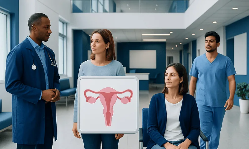Medical consultation about endometrial health with healthcare professionals.