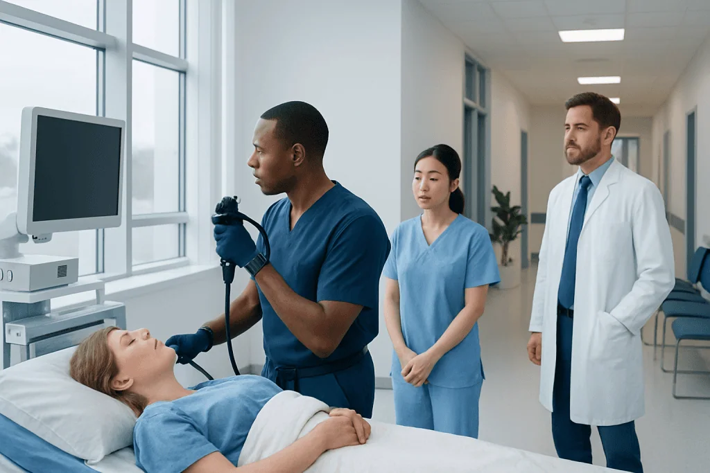Ercp Procedure: What Patients Need to Know 1 Endoscopy procedure being performed on a patient in a hospital setting.