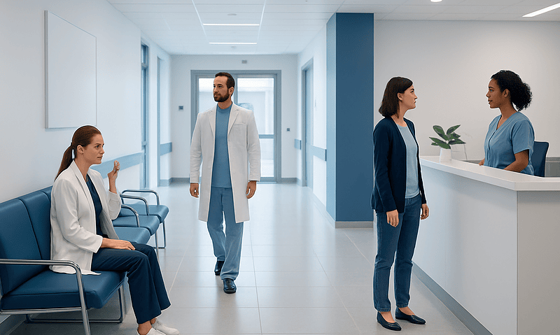Benefits of Drinking Hot Water: What the Clinical Research Actually Says 7 Hospital corridor with medical staff and patient in waiting area.