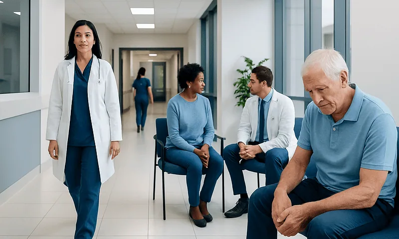 Medical consultation at Acibadem Hospital with doctor and patient.