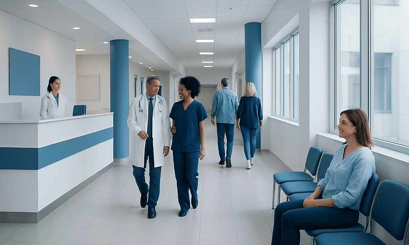 Kinsey Scale — Explained by Medical Evidence, Not Myths 4 Medical professionals and patients in a modern hospital corridor.