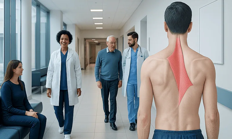 Medical consultation with a focus on the levator scapulae muscle.