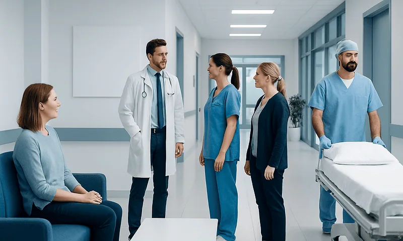 Preoperational Stage — Explained by Medical Evidence, Not Myths 5 Medical team consulting with patient in hospital corridor.