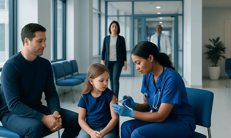Prevnar Vaccine: A Complete Medical Overview 5 Child receiving vaccination at Acibadem Hospital in a clinical setting.