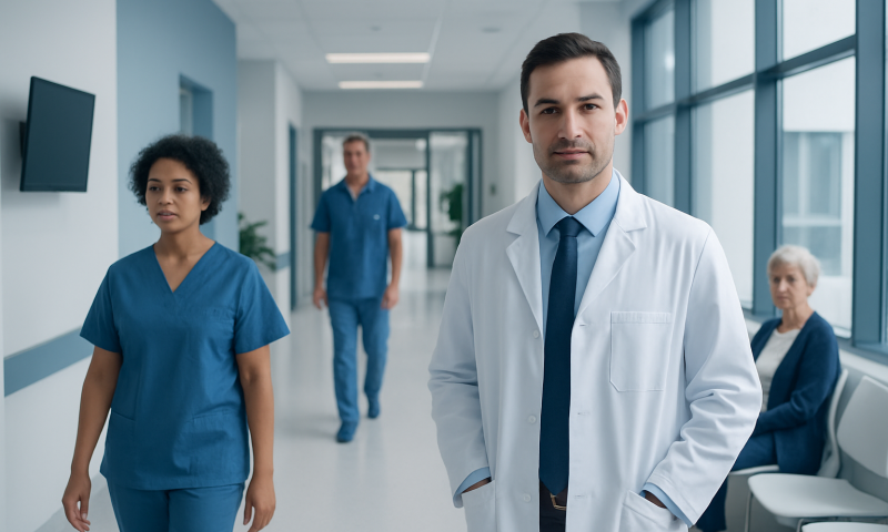 Renal Cortex: An Evidence-Based Guide for Patients 9 Medical team in hospital corridor with doctor and nurses.