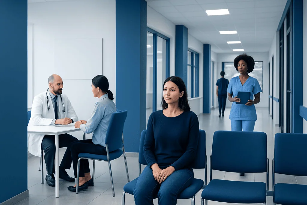 Sgpt blood test: Symptoms, Causes, and Treatment — Complete Patient Guide 1 Patient consulting with doctor in hospital corridor at Acibadem Hospitals Group.