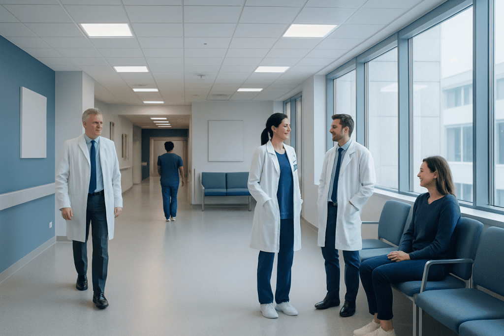 Sumac Tree: A Complete Medical Overview 1 Medical team discussing patient care in hospital corridor.